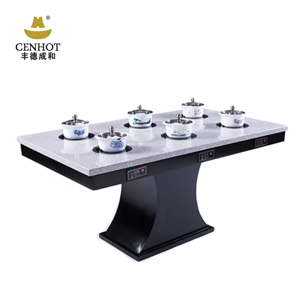 Cenhot round wooden customized hot pot table with induction heating system