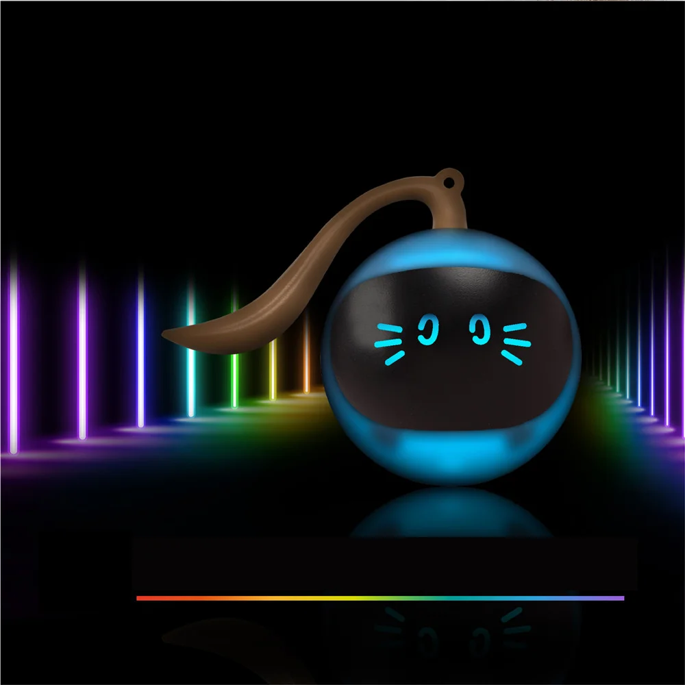 FOFOS Electric Robotic Cat Toy Smart Cat Exercise Pet Interactive LED Ball Toys with USB Charging