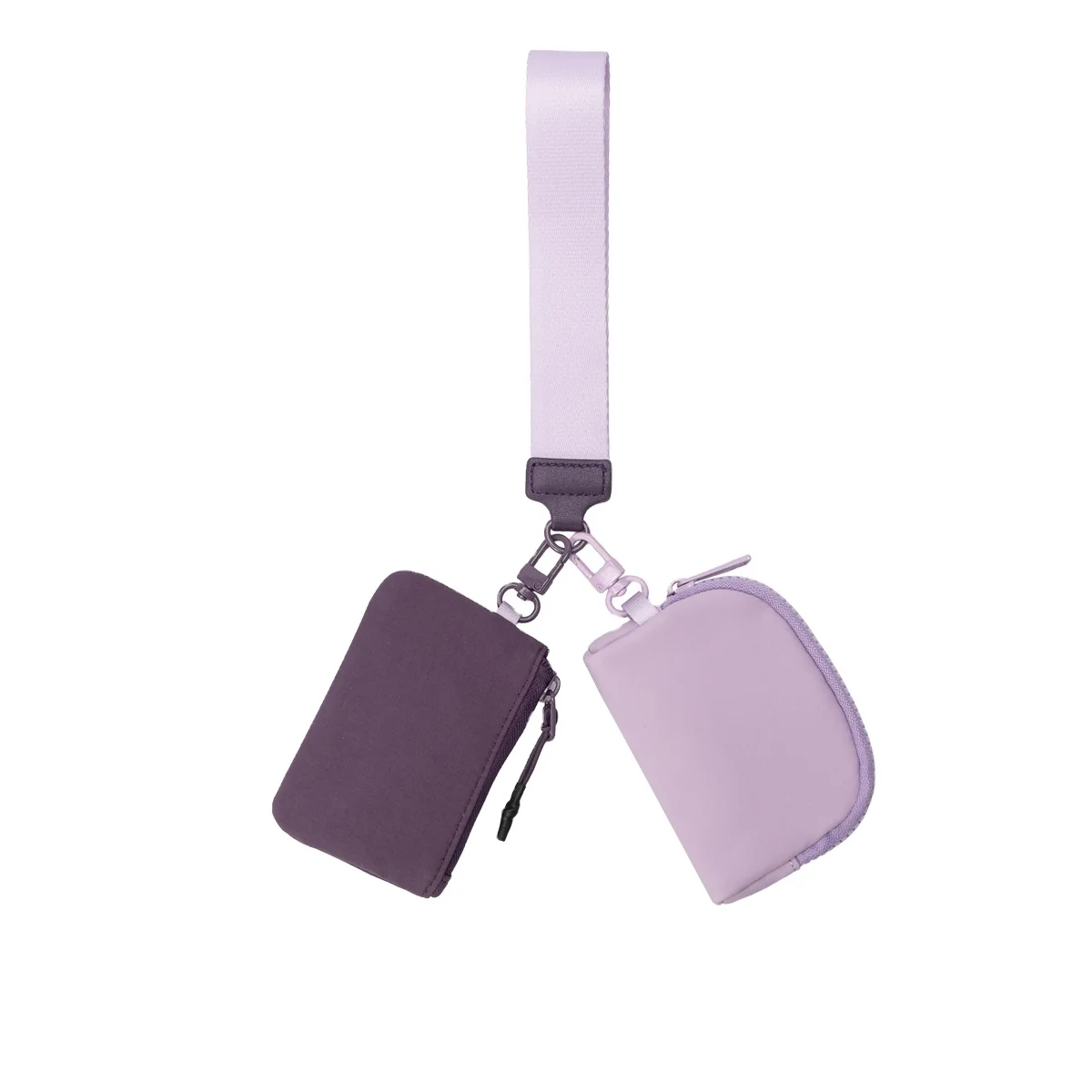 Custom Logo Dual Pouch Luxury Fashion Double Wrist Wallet Coin Bag with Wristlet Key Chain Bracelet Card Holder Wallet