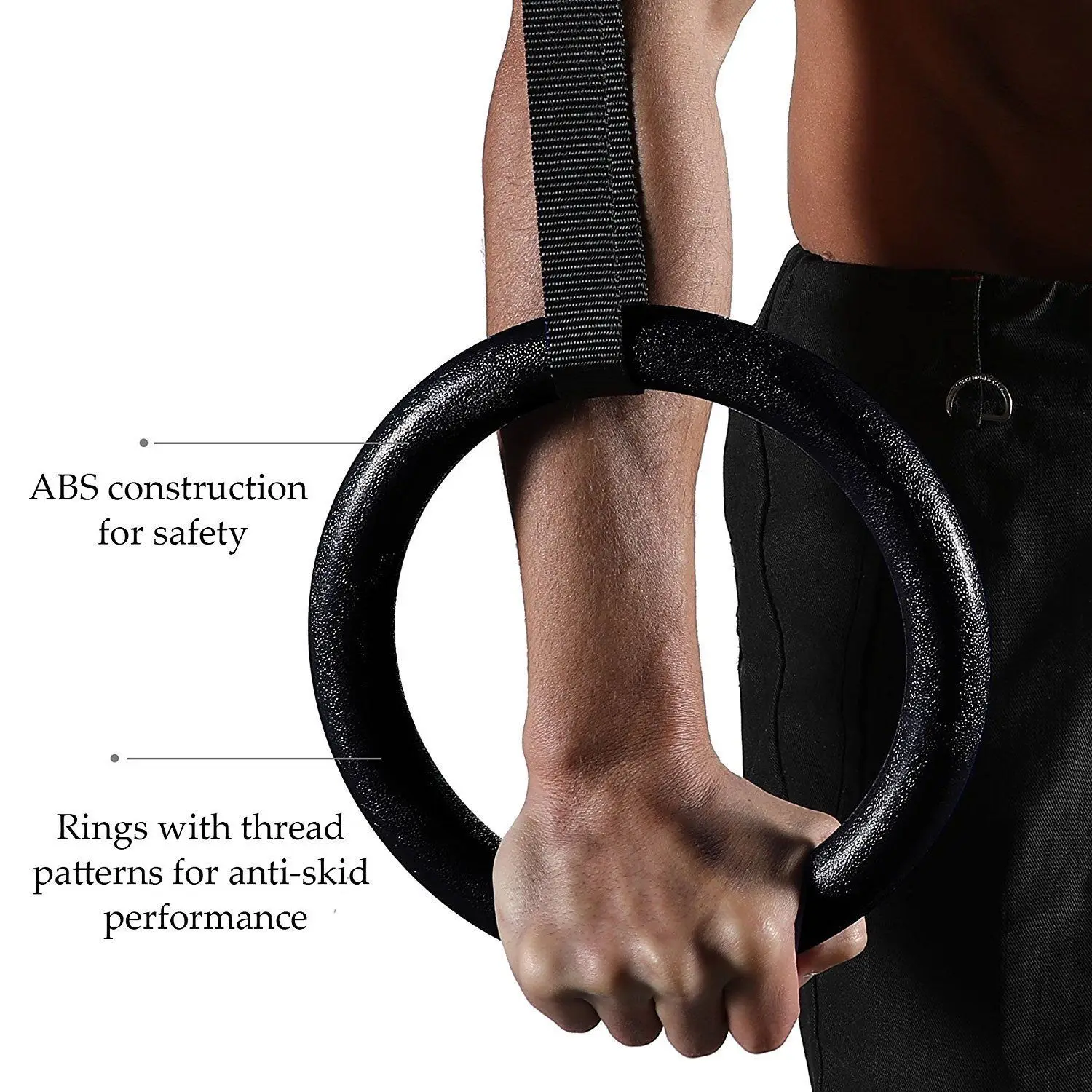 Body Workout Exercise With Nylon Straps plastic gym rings ABS gymnastic rings for sale