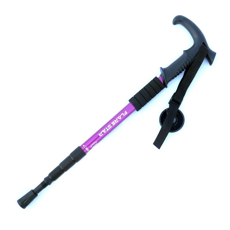 3 Telescopic Adjustable Sections Alpenstock Extends Length 110-135cm Rod Telescopic Walking Stick Cane for Elderly Postoperative