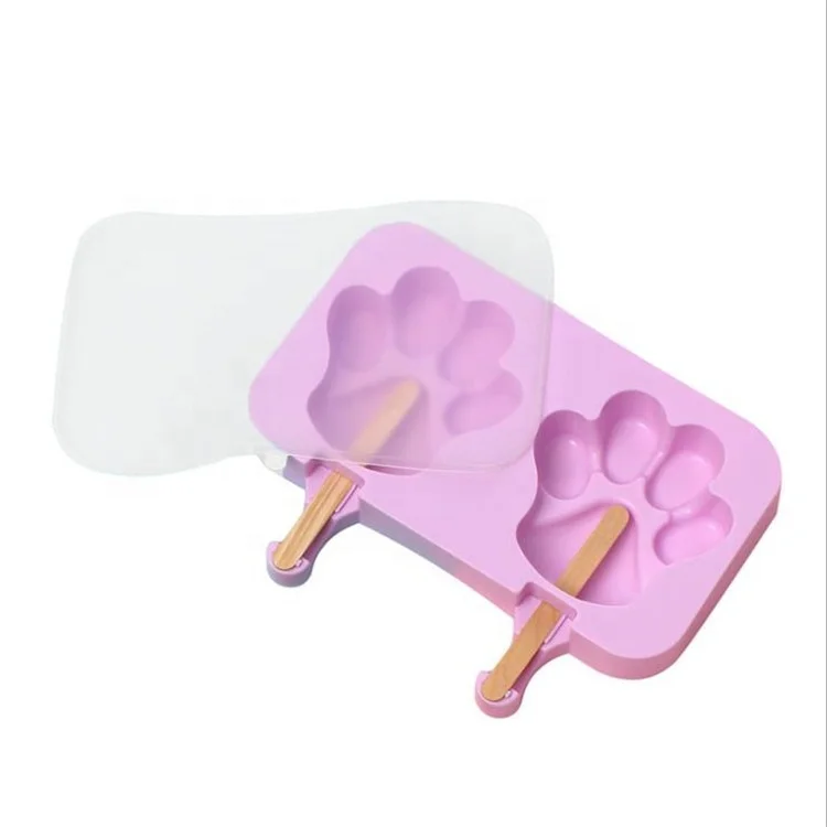 New Product DIY Food Grade BPA Free Ice Mold Tools Cartoon Maker Tray With Lid Silicone Popsicle Ice Cream Mold For Kids
