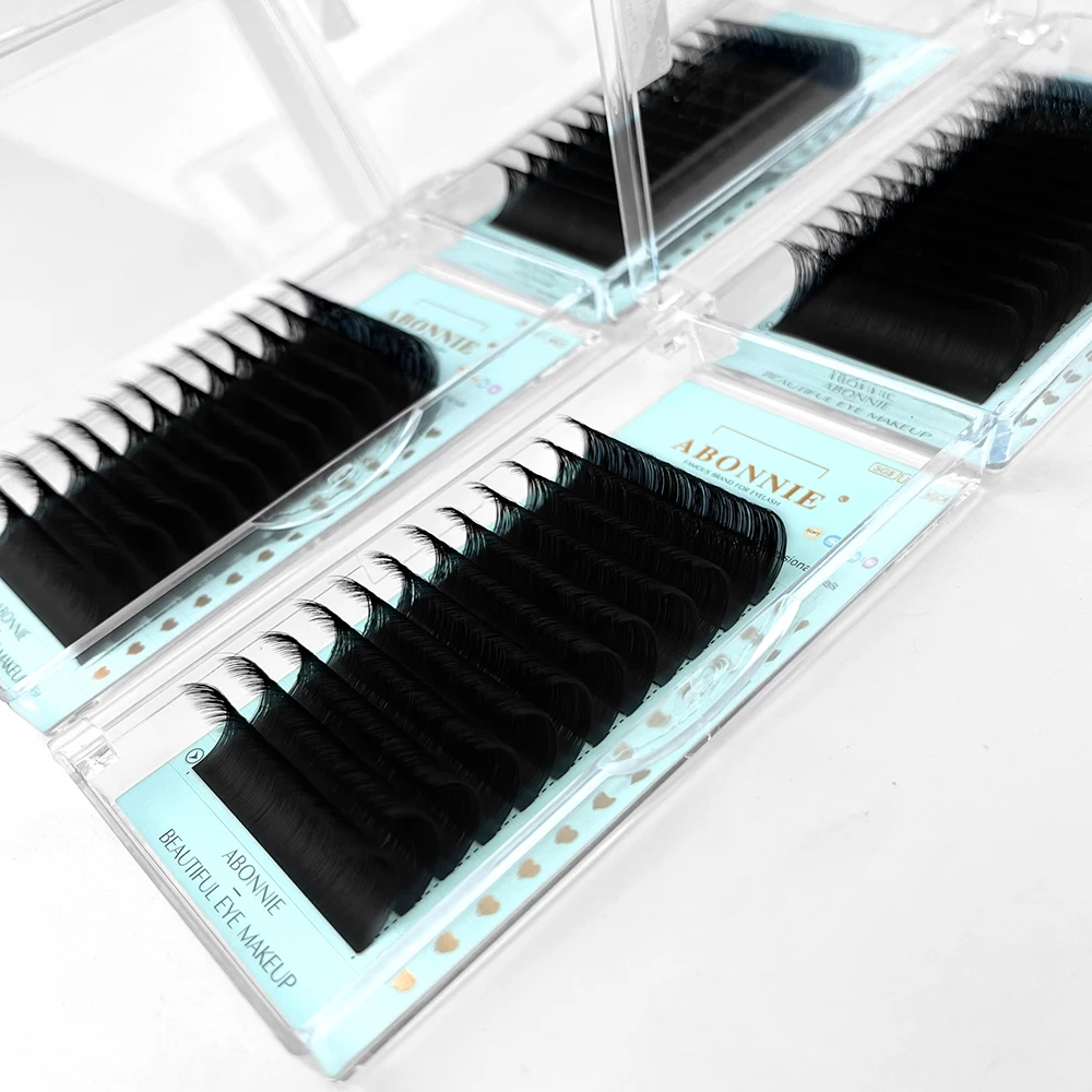 Abonnie Wholesale Classic Eyelash Extension Supplies 8-25mm Velvet Lash Trays C CC D DD M L Handmade Cashmere Lash Extensions