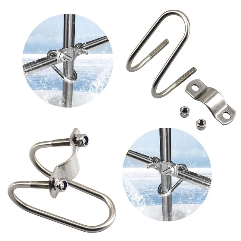 M8 Stainless steel  Double U Shaped Cross Bolt Steel Pipe Clamp Connector Scaffolding Fixing clamp for Greenhouse Awning Frames