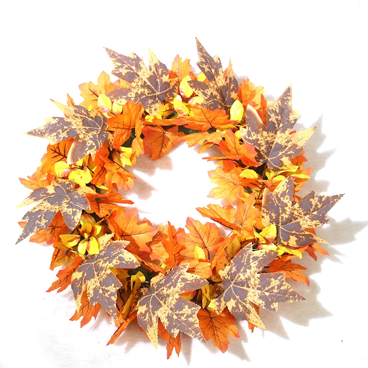 Factory hot sale autumn artificial pine leaf front door hanging garland artificial luxury indoor and outdoor Halloween deco