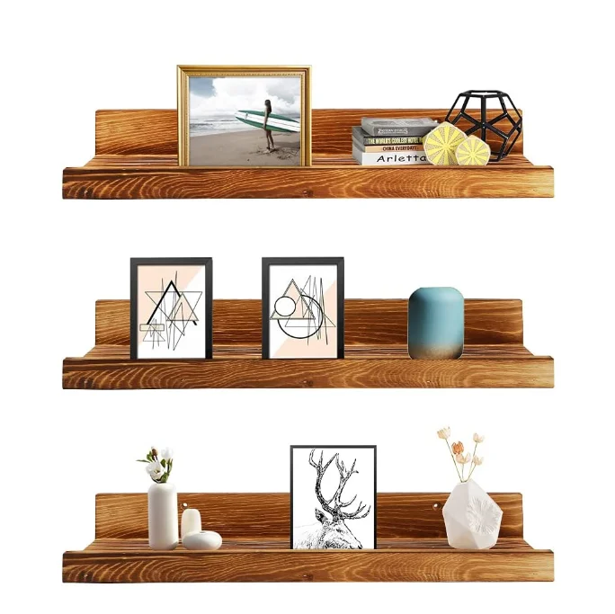 Wholesale custom high quality brown vintage wall shelf wall mounted shelf wooden wall shelf