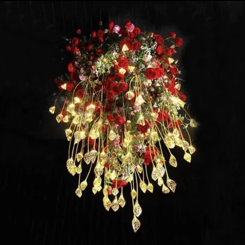 FL004 latest Royal fairy ceiling floor  leaf lights wedding decoration