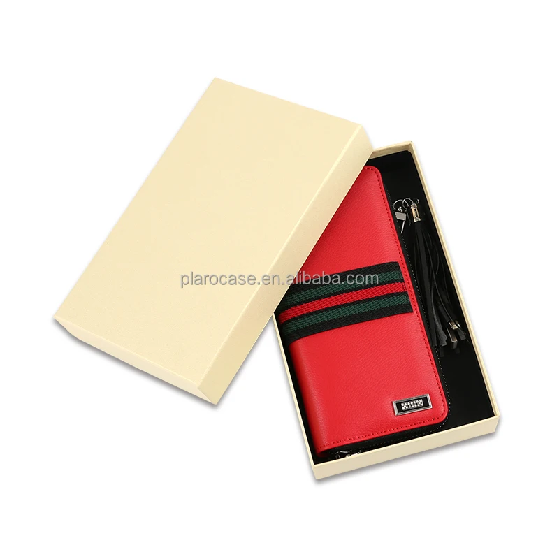 Wireless Charging Leather Man Woman RFID Credit Card Holder Wallet with Power Bank