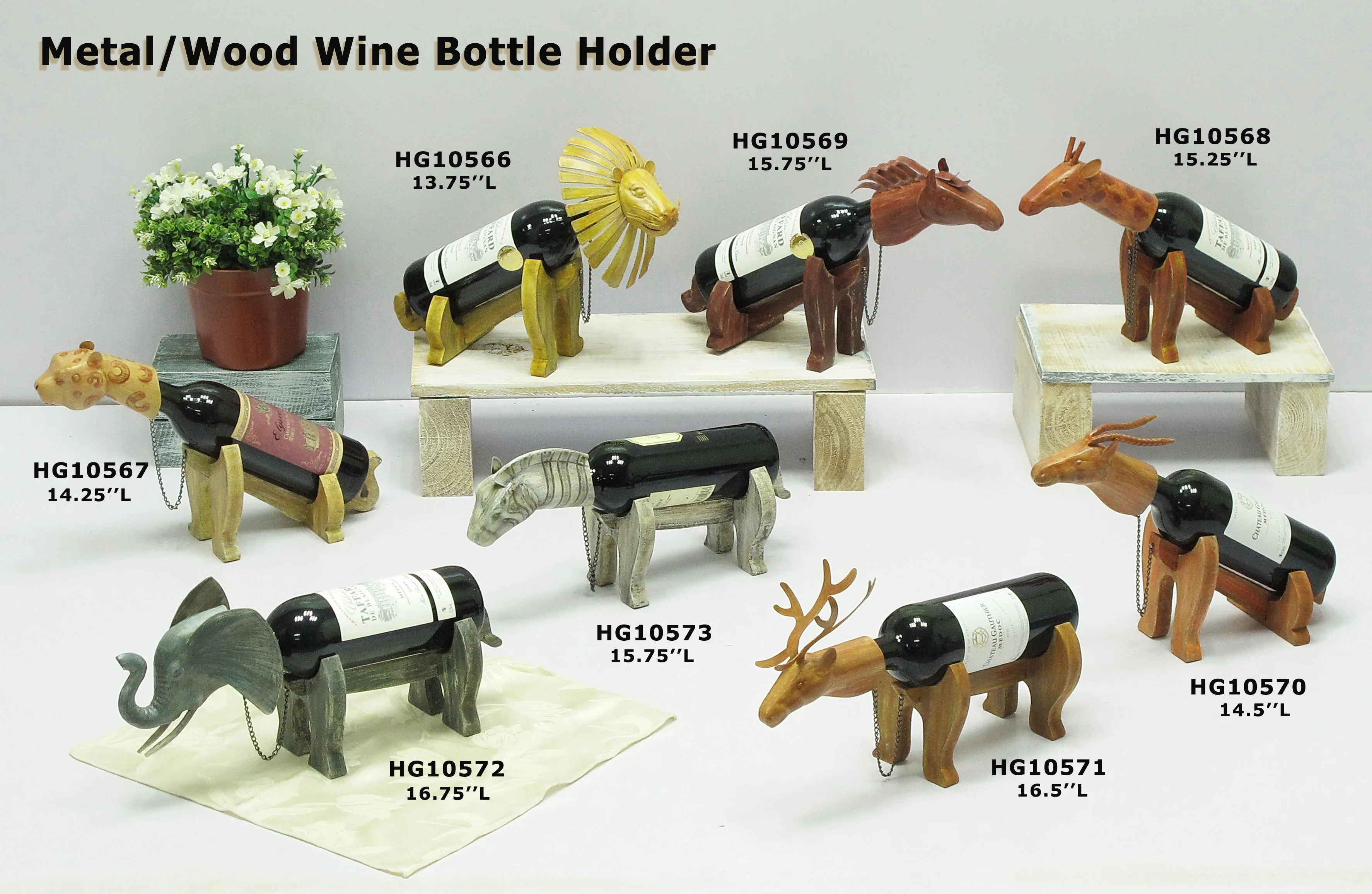 New Design Home decorative Wine Bottle Holder Cute Wood Horse Single Wine Holder