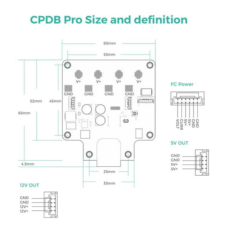 CUAV Дрон оборудование CPDB Pro распределительная плата высокого напряжения многоосевая мощность для Pixhawk Pixhack Контроллер полета