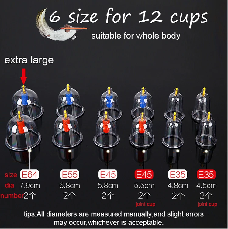 Traditional Chinese Fire Glass Cupping Jinkang Vacuum Cupping Machine 12 Cups Cupping Hijab Jars AntiCellulite Suction Cups