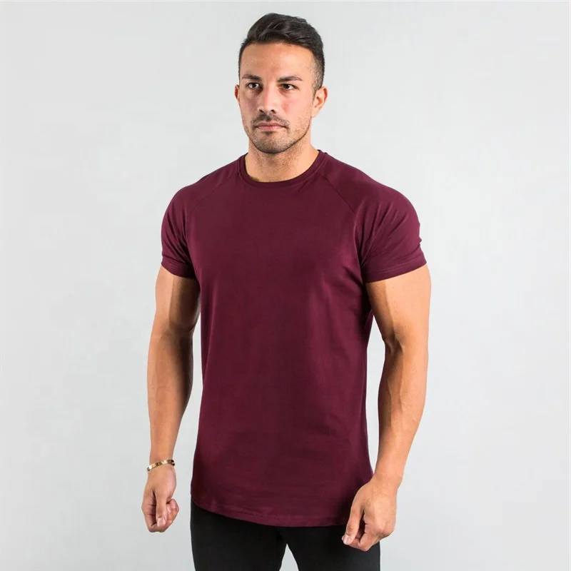 Custom Private Logo 95% Cotton 5% Elastane Neckline T-Shirt Knitted XL Fitness Gym Wear Sports Apparel Manufacturer