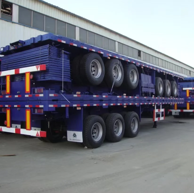 Cheap Price Hot Sale 2 3 Axles  Flatbed Semi Truck Trailers Flatbed Trailers