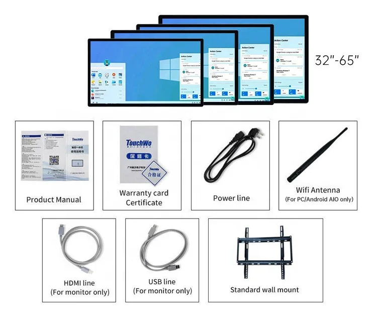 Smart Home Control 32 43 55 65 Inch Full HD Touch Screen Lcd Display Android Interactive Whiteboard Flat Panel For School