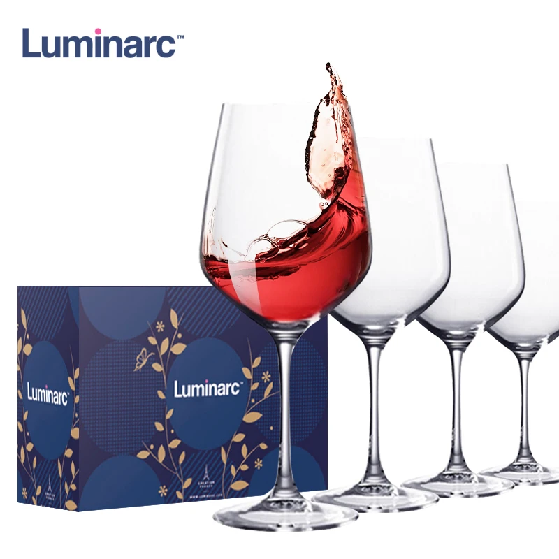 Luminarc 2023 new arrival custom packing etched logo red wine glasses crystal wine glasses set Champagne glasses goblets