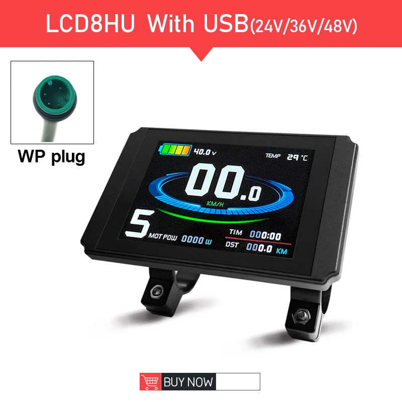 KT Ebike LCD Display 24V 36V 48V LCD8H Display SM/Waterproof Connector Electric Bicycle Bike Display for Electric Bike Kit