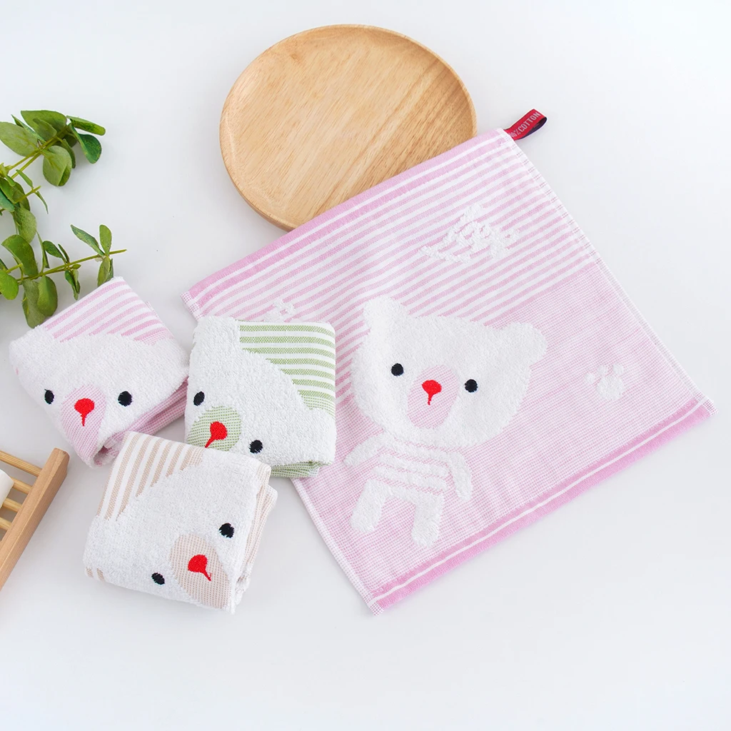 Cartoon Design Super Soft Kindergarten Mini Towel Small Square Children Handkerchief Kids Face Hand Towel