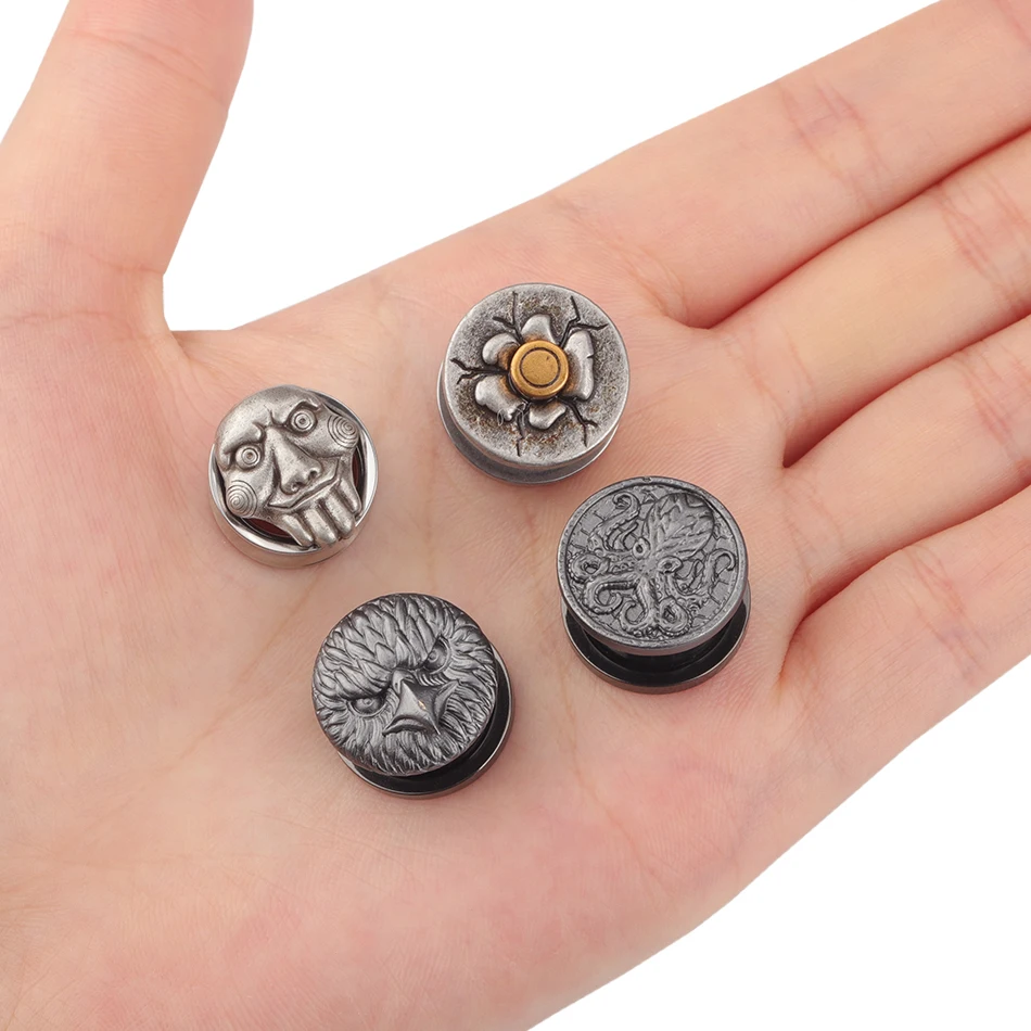 Lingchee Punk Surgical Steel Screw Fit Flesh Tunnels Skeleton Gothic 14mm Eagle Ear Expander Stretching Plugs Gauge