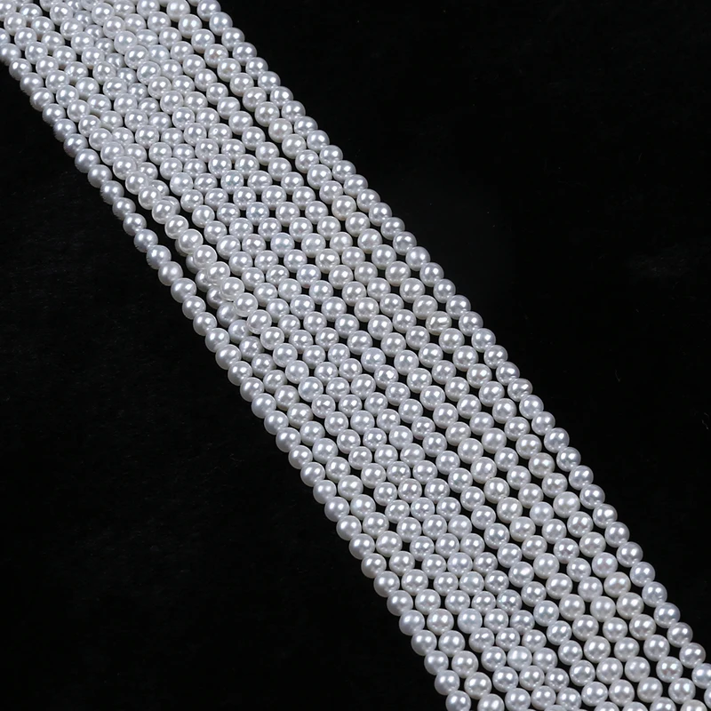 3-3.5mm AAAA TOP quality white round loose freshwater pearl strand
