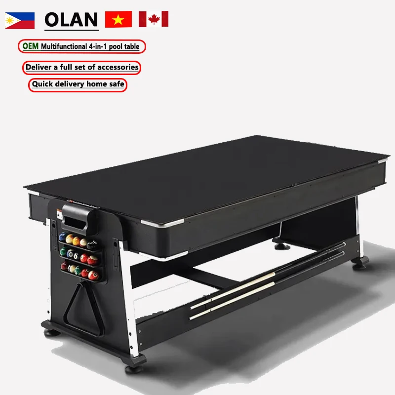 Cheap Price 4 in 1 Multi Game Billiard Table Set Indoor Sports 7ft with Pool / PingPong / Air Hockey / Dining Top Combo
