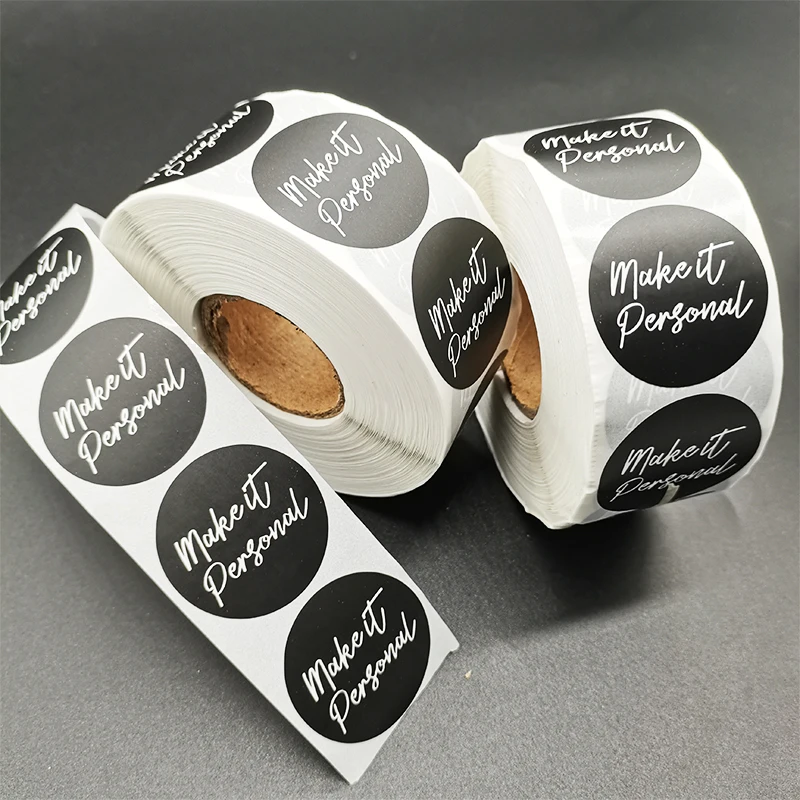 Custom logo circle packaging sticker printing vinyl waterproof food round sealing label sticker roll