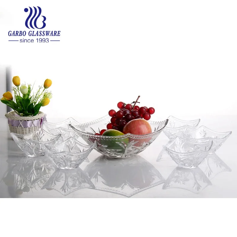 7PCS Colored Glass Salad Bowl Set, Glass Fruit Bowl Set Colored Glass Dinnerware Sets Tableware Home Restaurant Using Glasses