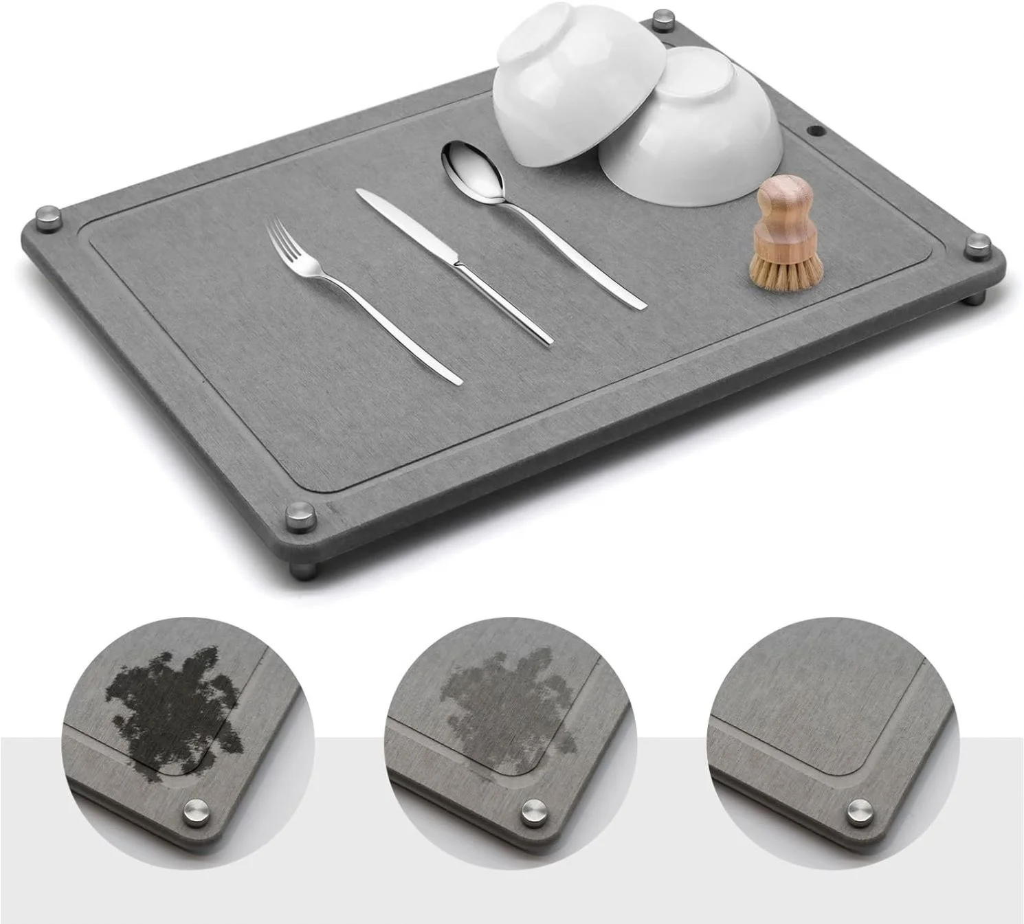 Hot Selling Super Absorbent Quick Dry Diatomite Stone Dish Drying Mat for Kitchen Counter