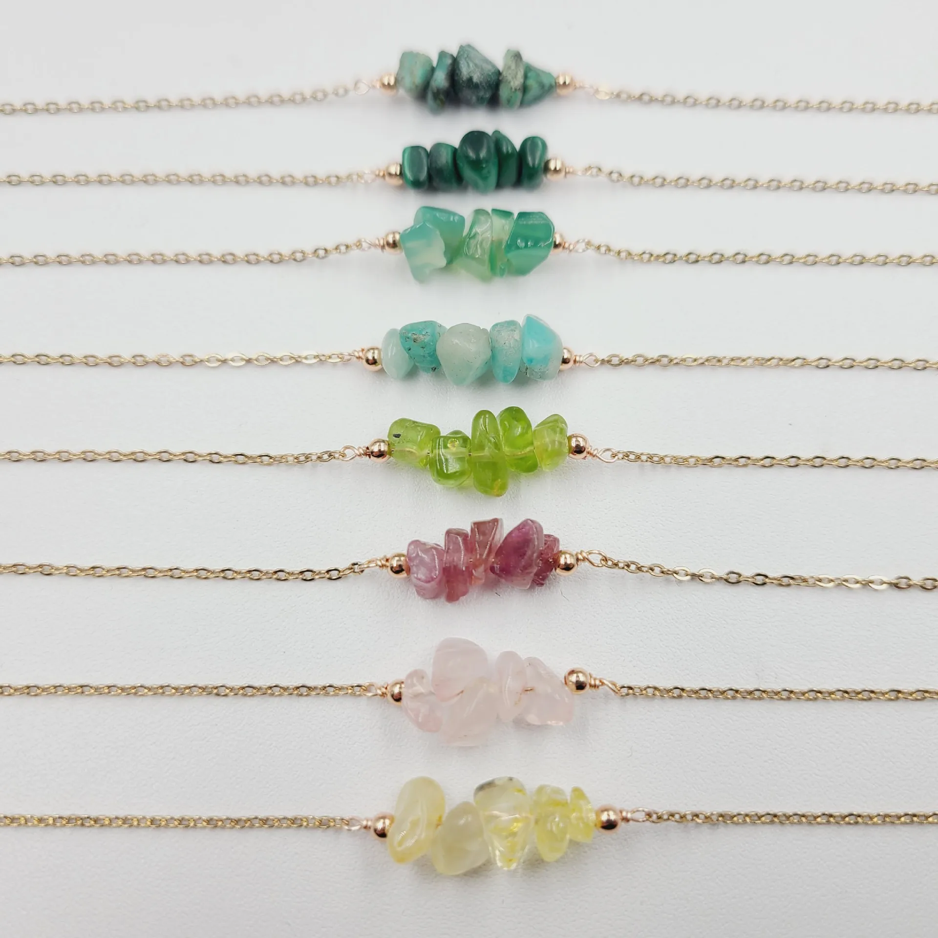 Wholesale Natural Gravel Crystal Stones Jewelry Stainless Steel Hand Made Healing Crystal Rubble Bracelets For Women Gifts