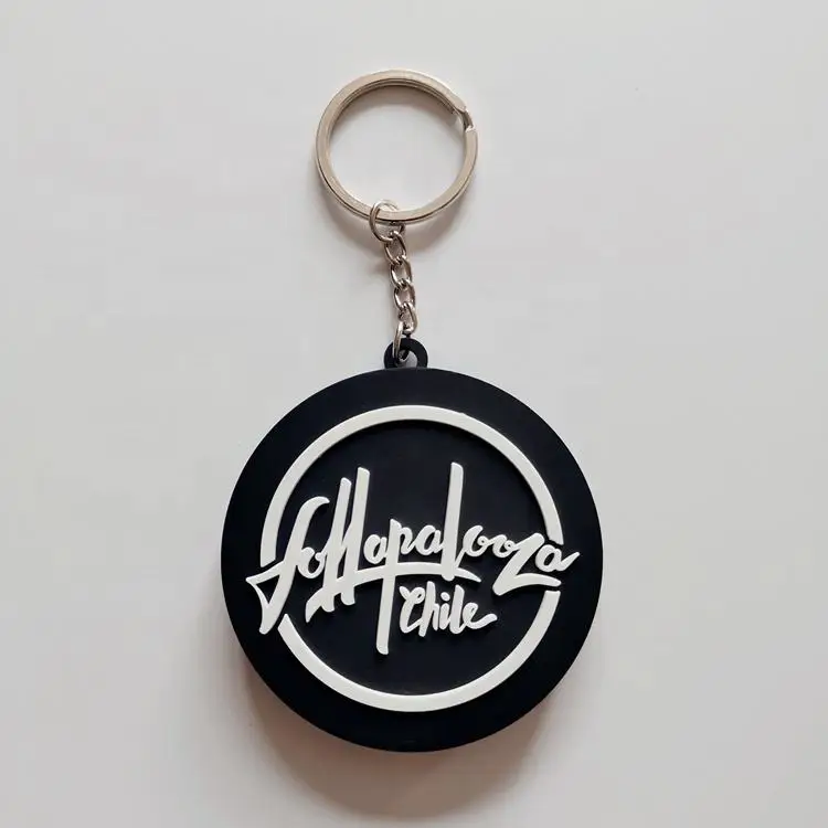 Custom Logo New Soft PVC Rubber Keyring Design Blank Round Shape Keychain