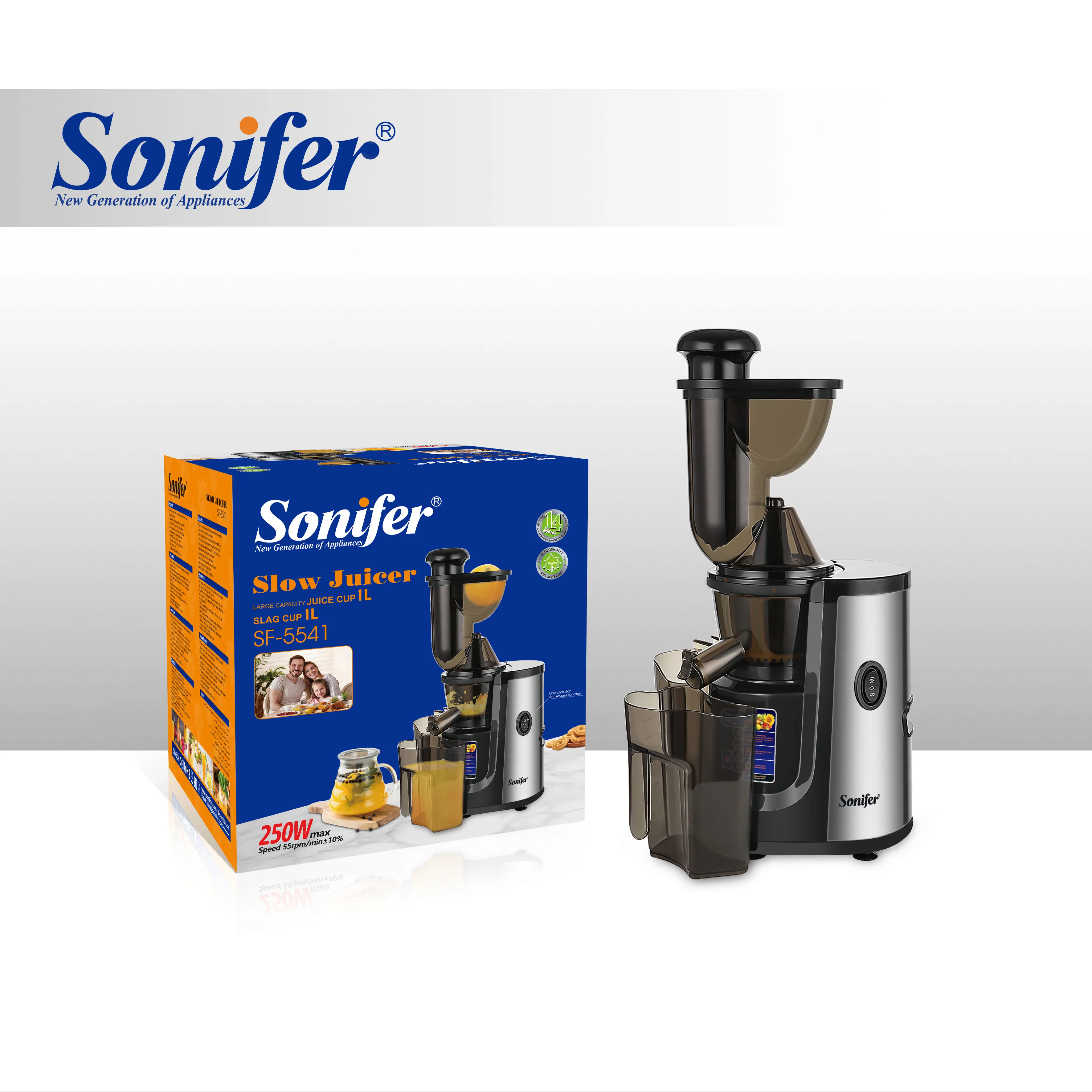 Sonifer SF-5541 Hot selling juicer extractor machine orange juicer slow cold press juicer compact size lower noise big mouth