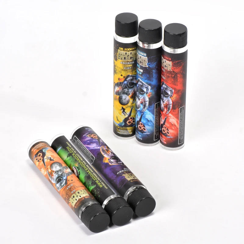 
Moonrock Pre-Rolled Empty Glass Tube Packaging Custom Labels Dankwoods Cork Top Holographic Stickers Pre Rolling Packaging 