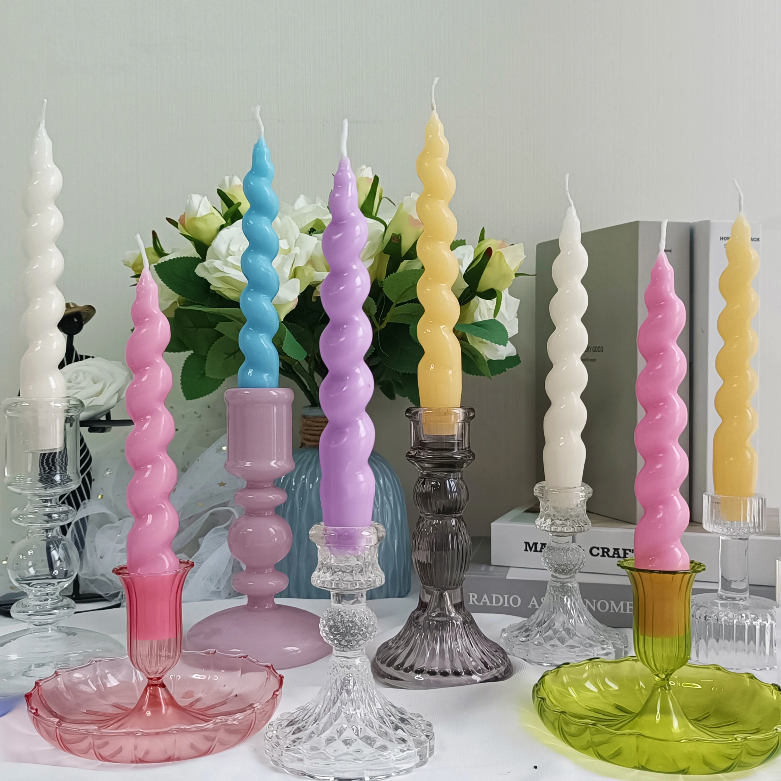 Romantic Popular Luxury Novelty Soy Wax Candles Twisted Spiral Taper Candles Custom Private Label Candles