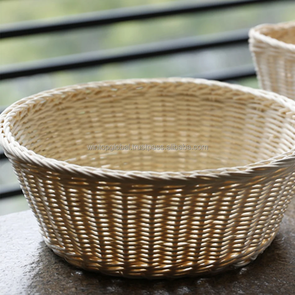Vintage Style Basket Woven Handmade Rattan Fruit and Food Storage Basket with Different Colors