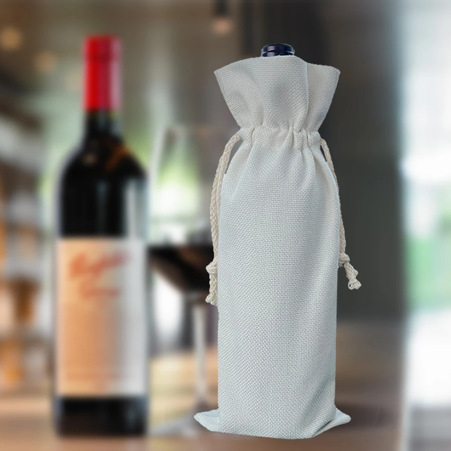Wholesale price durable thicken 15*30cm cotton linen Champagne bottle bag 120g/300g wine bottle gift tote bags