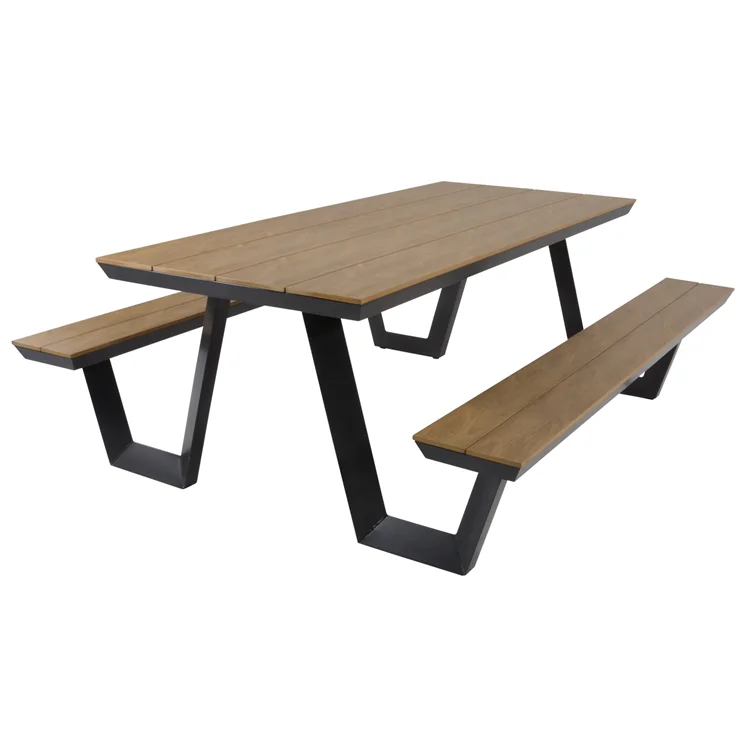 outdoor 6 foot 8 foot wood plastic composite picnic bench table outside restaurant commercial long picnic table with bench