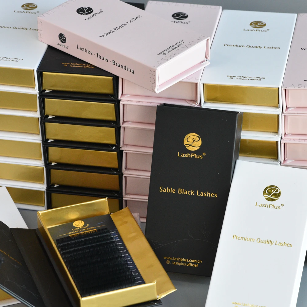 LashPlus Jet Black Mega Volume Soft Synthetic Silk Lashes Volume Cashmere 0.03 0.04 0.05 0.07mm Eyelash Extension