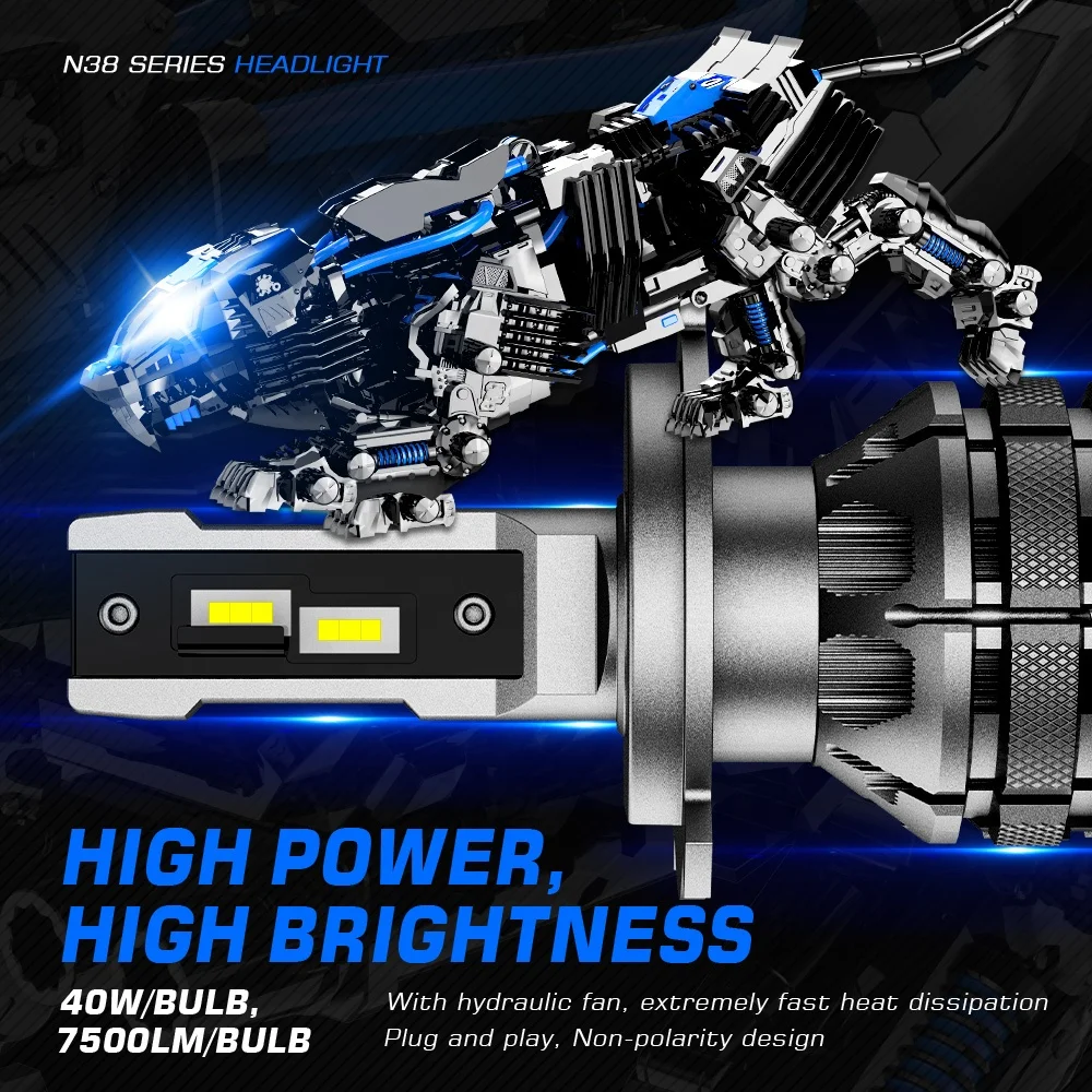 Novsight/nighteye A500-N38 15000lumen 80W headlight kits luces led para auto h4 9005 h1 h13 led light bulb led headlight h7