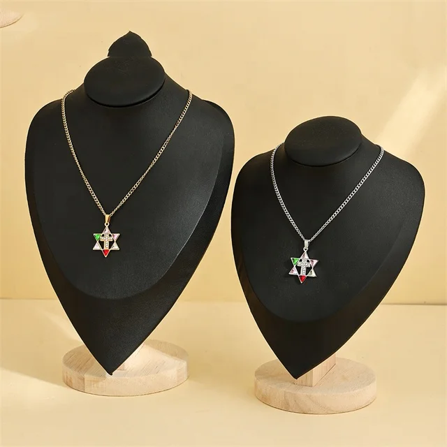 Yiwu Aceon Velle Stainless Steel Stylish Original Design Religion Colorful Triangle Crystal Stone David Star Cross Necklace