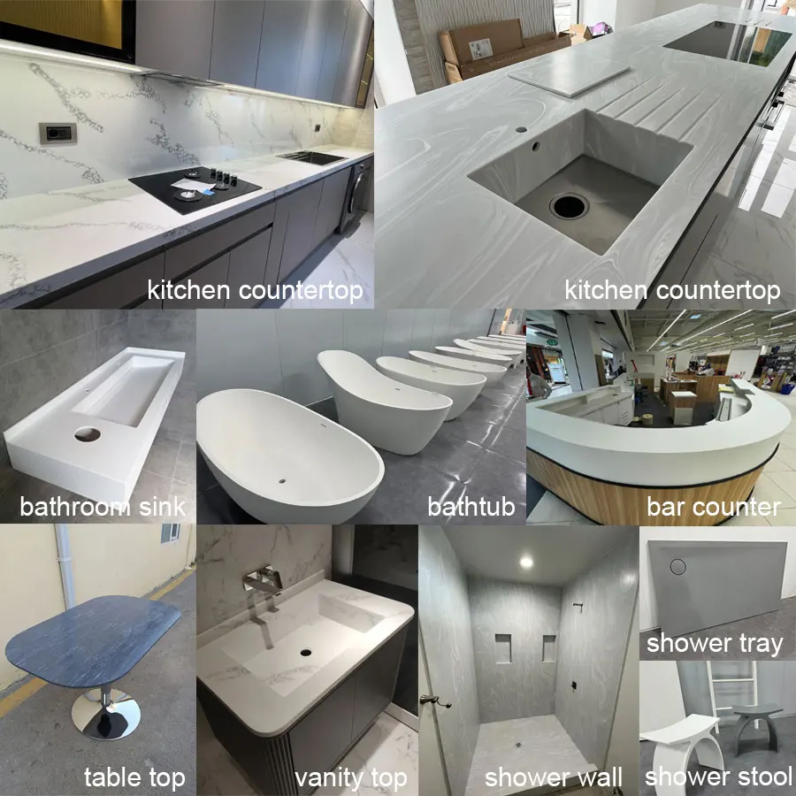 Solid surface acrylic solid surface benchtop kitchen island counter benchtop in artificial stone countertop