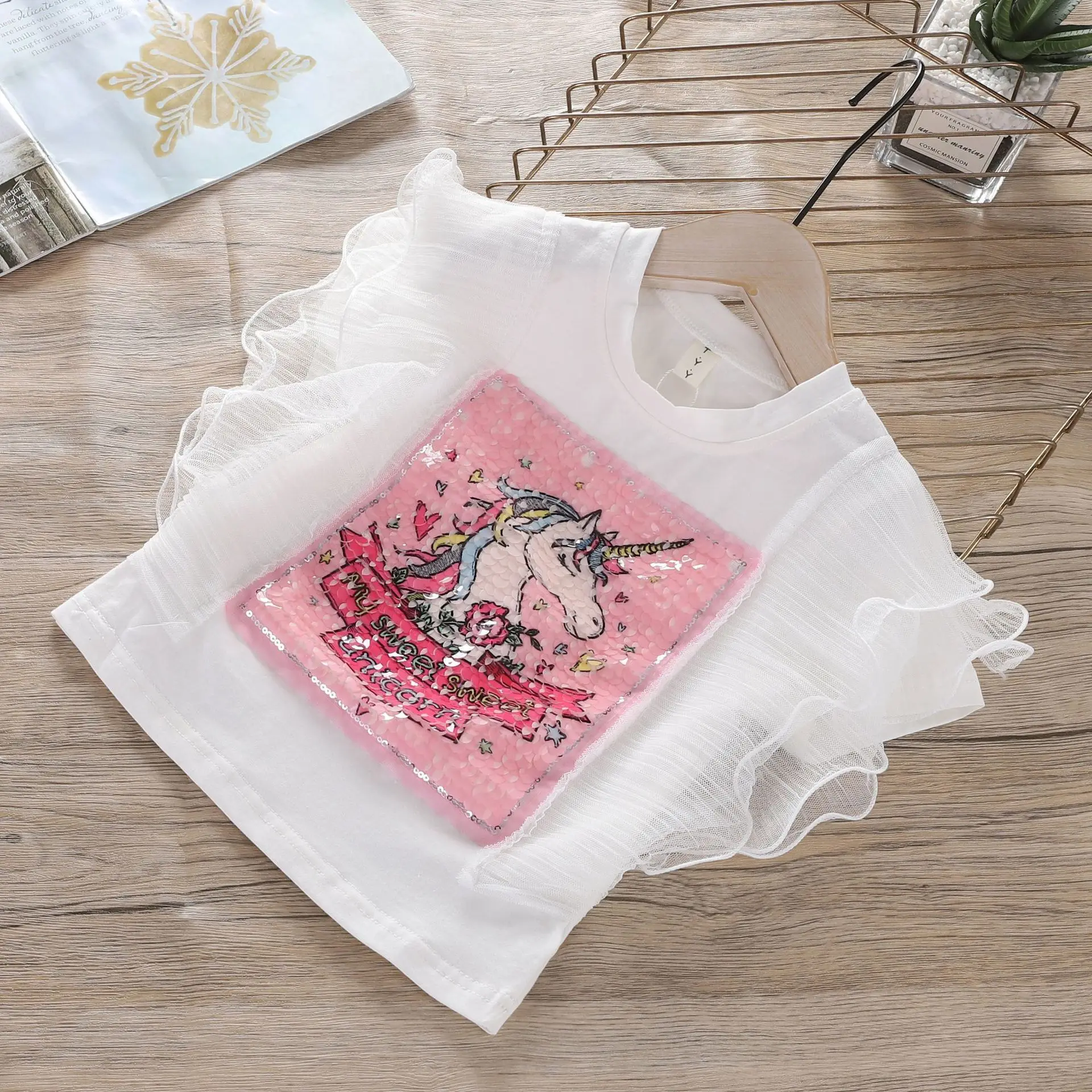 unicorn Clothing Sets Summer Baby girl clothes denim fabric shorts Kids Clothes Children girls clothing Set