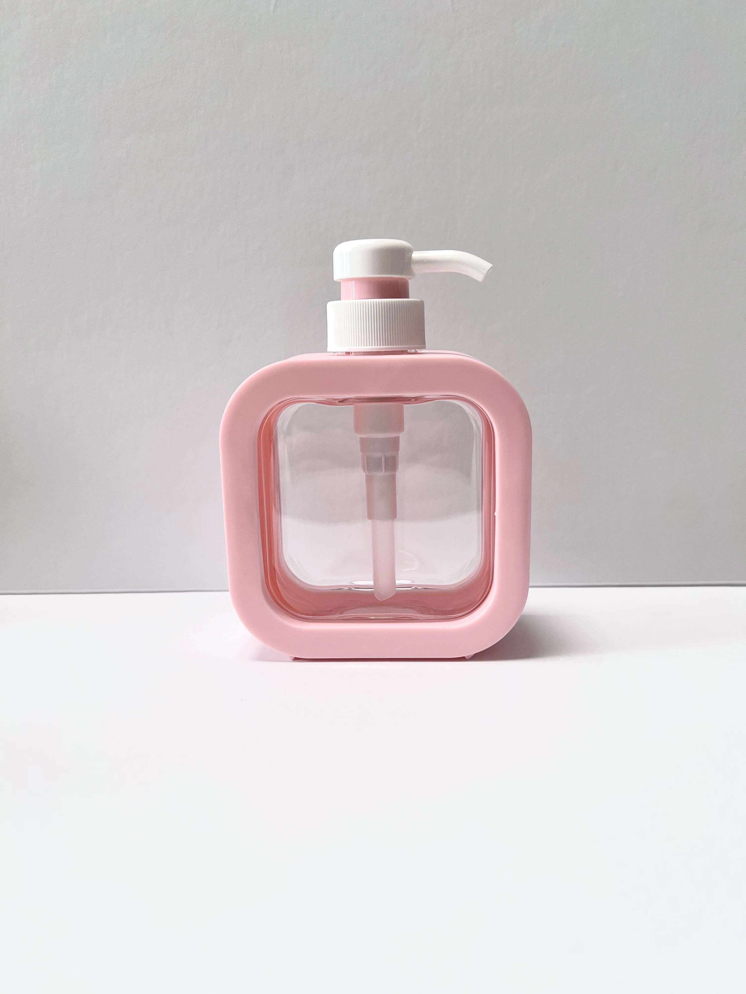 300ml luxury unique clear pink square plastic body lotion bottle with pump 500ml