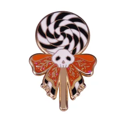 Skull Lollipop Enamel Pin Halloween Candy Brooch Glitter Spooky Lolly Lollipops Sugar Sucker Jewelry Accessories