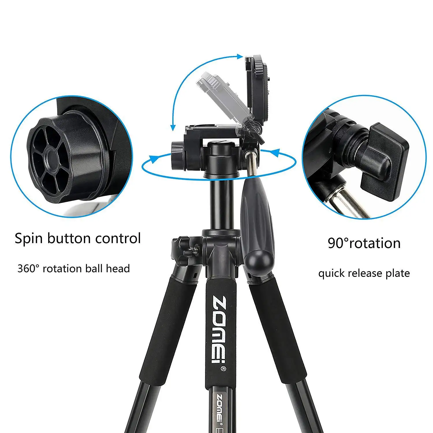 
ZOMEI Q222 camera tripod for smartphone, digital SLR camera projector 