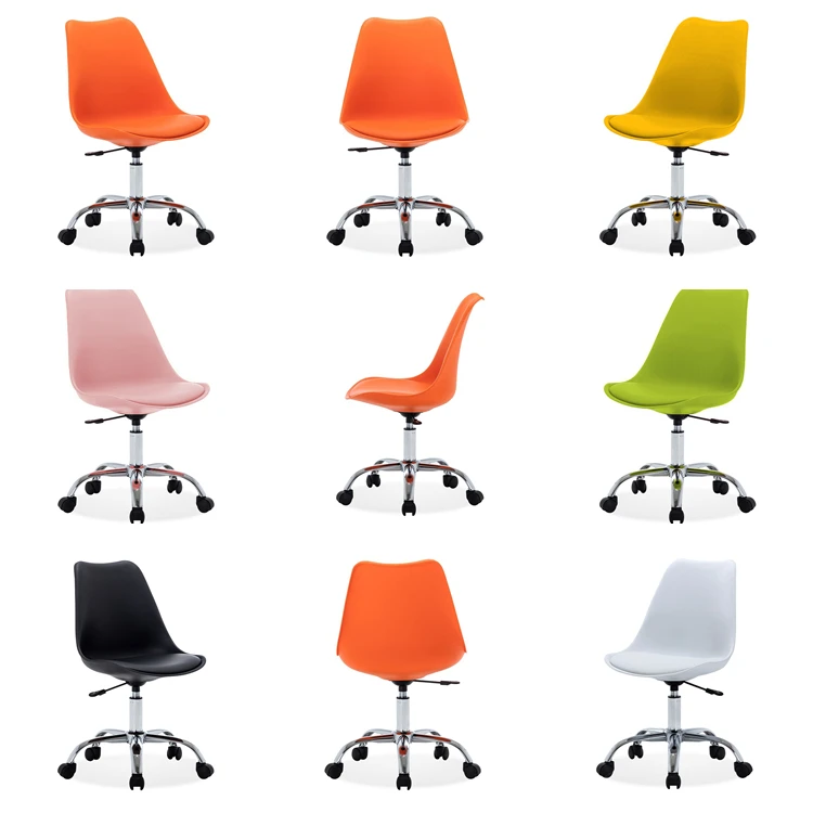 Wholesale Cheap China Factory Supply Ergonomic Swivel PU Cushion PP Plastic Dining Computer Office Chair