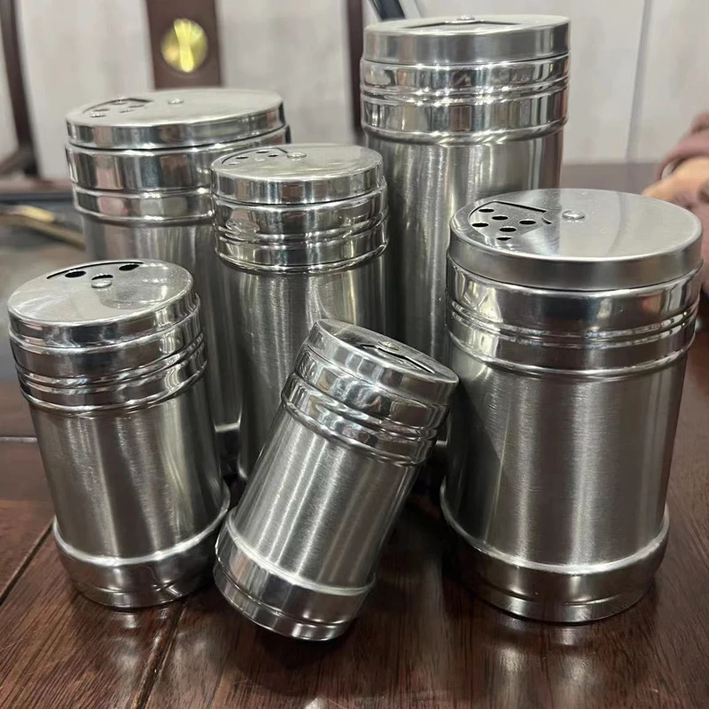 Stainless Steel Spice Shaker Bottle Salt Shaker Salt and Pepper Shakers Set with Adjustable Pour Holes