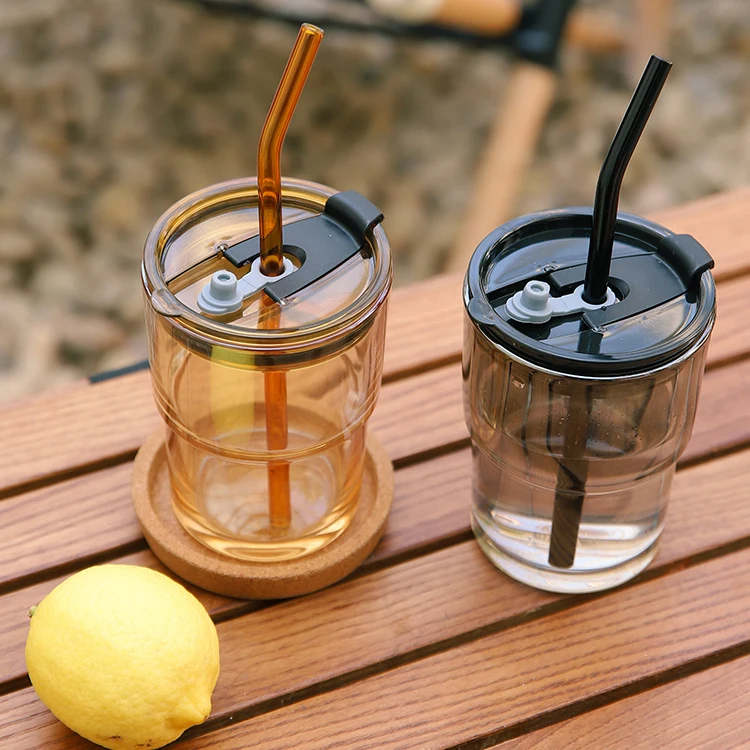 15oz 16oz Brown Breakfast Cola Custom Colored Heat Resistant Cup Frosted Coffee Clear Glass Mug