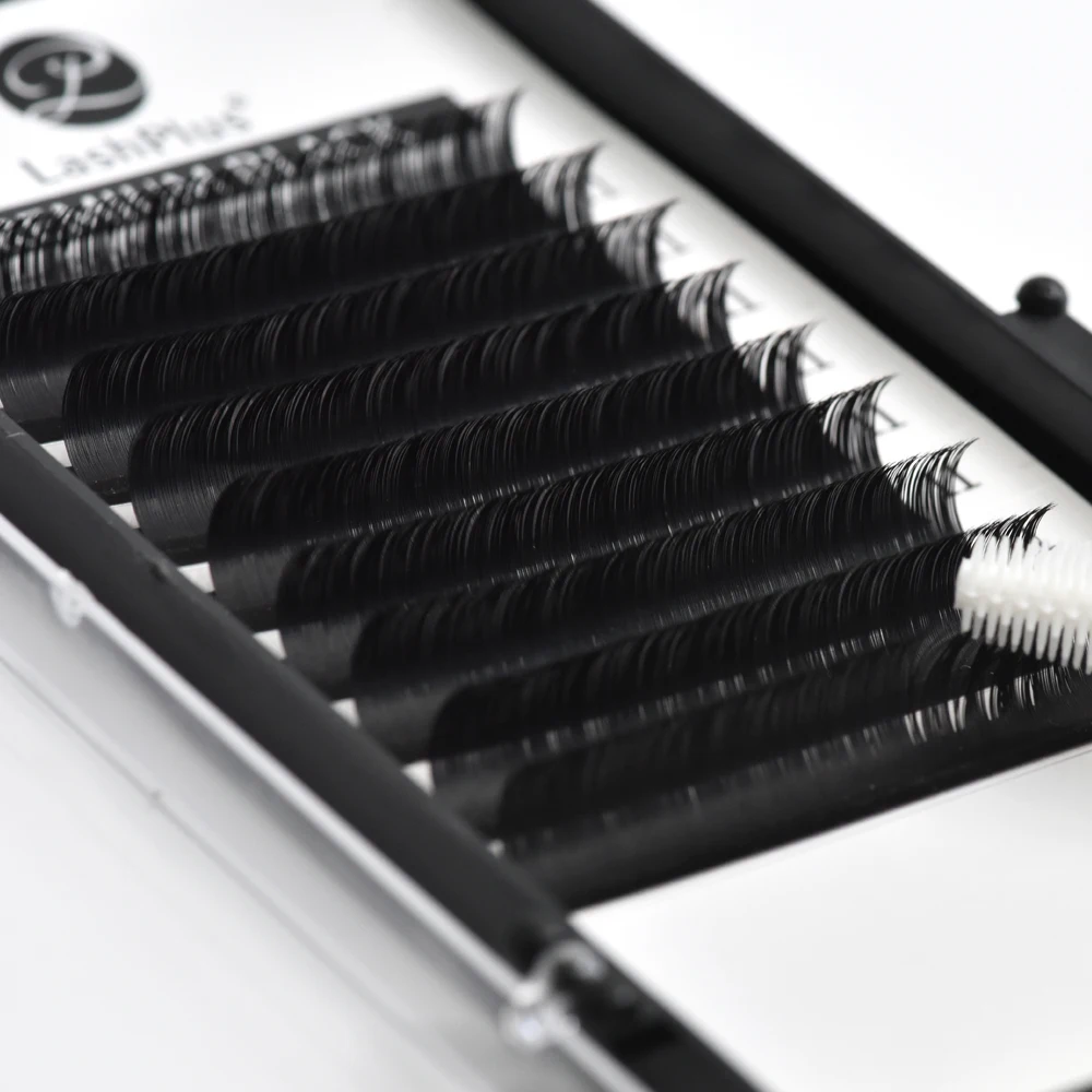 LashPlus Darkest Black Pbt Fiber Lash Long Tapered Tip Eyelash Extensions Wholesale Price for Salon Soft Thin Tip Eyelash