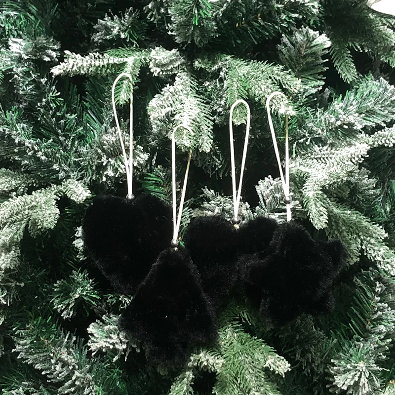 
2021 Christmas Plush cloth Pendant Black Star love shape Christmas tree decoration New Year gift 