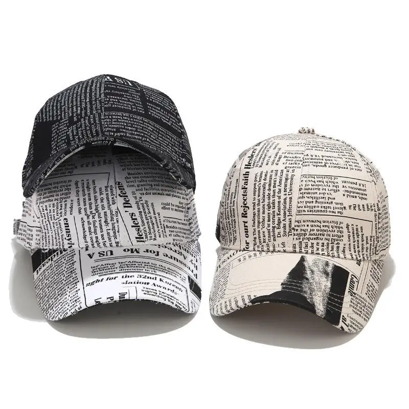 Newspaper Printing Cap Wholesale Man Custom Baseball Sports Caps with Logo