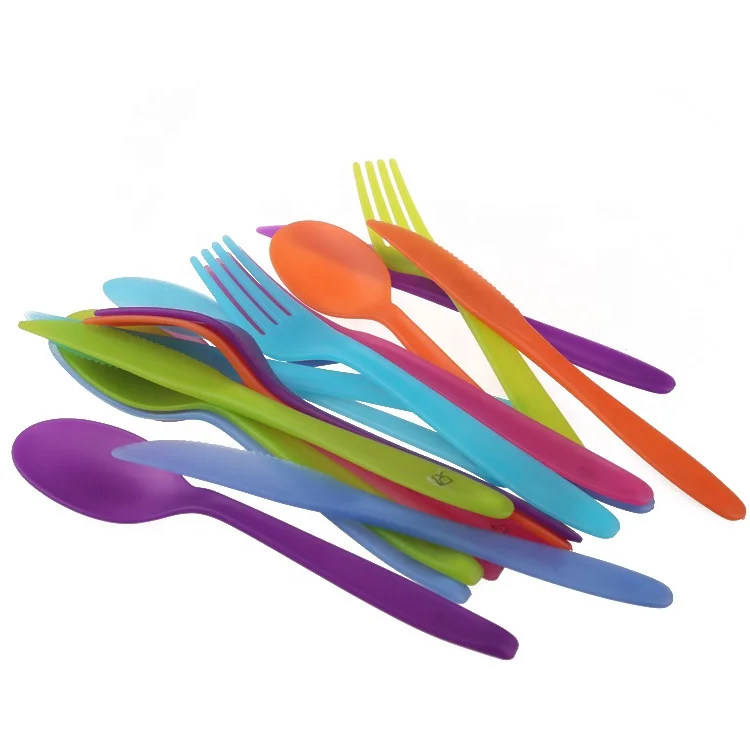 Camping Dinner Set Camping Tableware Set Reusable Plastic Forks Spoons and Knives Tableware Travel Plastic Cutlery Set